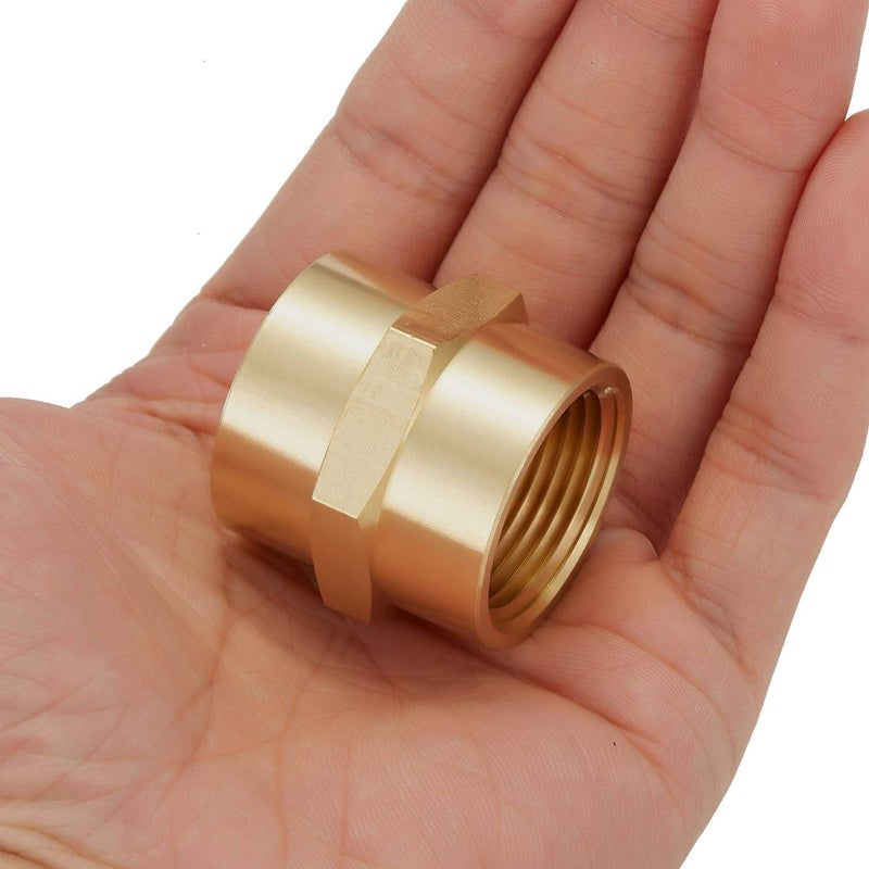 Litorange 2 Pack Metals Brass Pipe Fitting Connector Adapter Hex Coupling 3/4" NPT Female x 3/4 Inch NPT Female Air Hose Fittings - Image 3